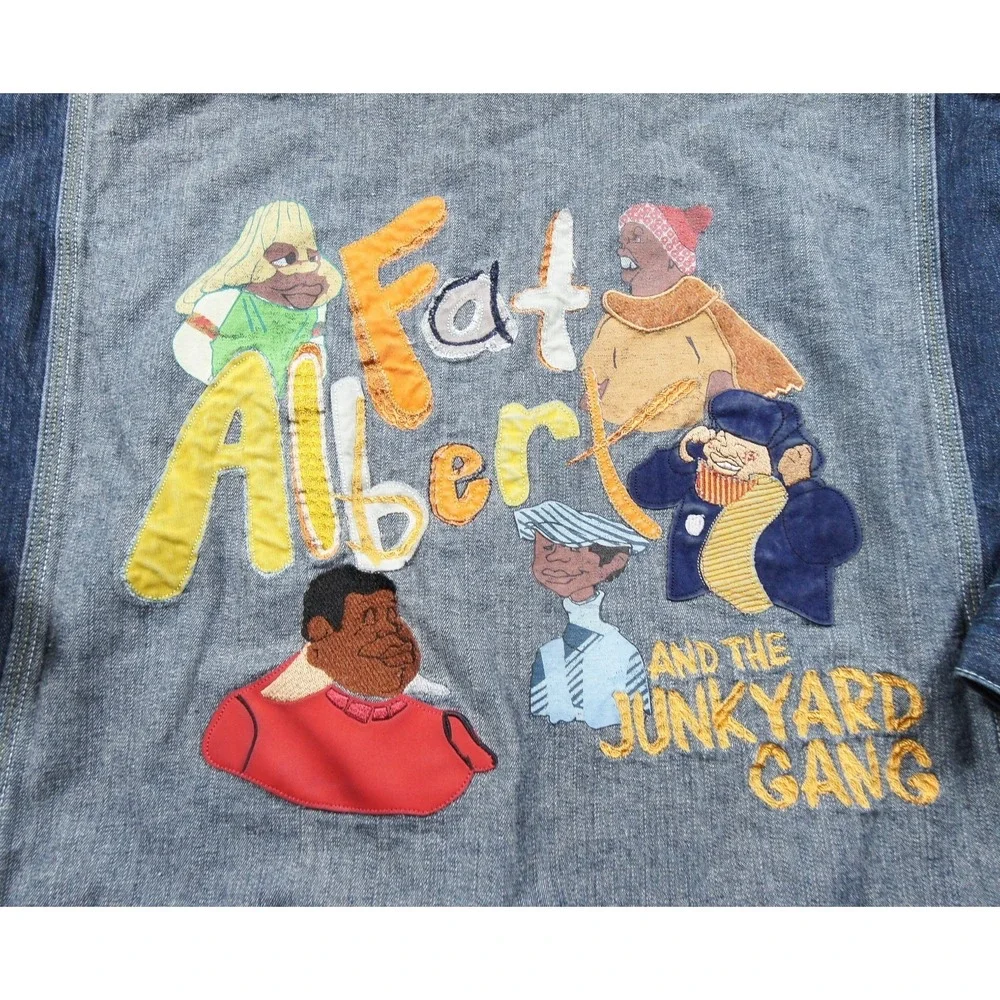Vintage Fat Albert Jacket Mens 3XL XXXL Blue Denim Jean Fubu Hip Hop Y2K 90s